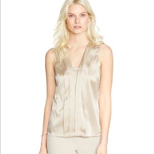 WHBM SLEEVELESS PLEATED LAYERING SHELL Champagne